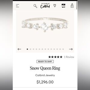 Catbird Snow Queen ring mint condition! Diamonds and 14k white gold.